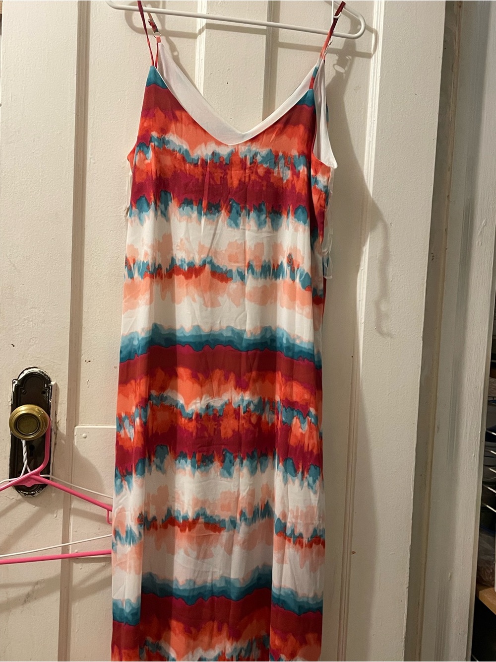 Pink Lily Red Teal White Striped Maxi Dress